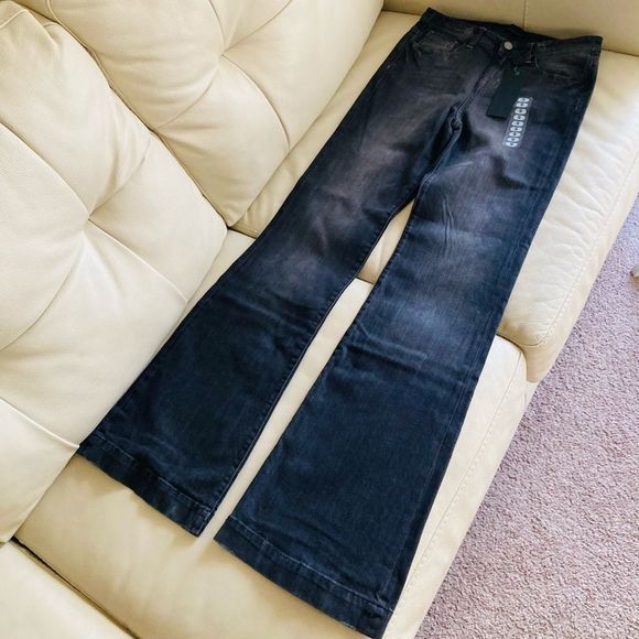 Research Development Black Gray Flare Jeans - Picture 2 of 4